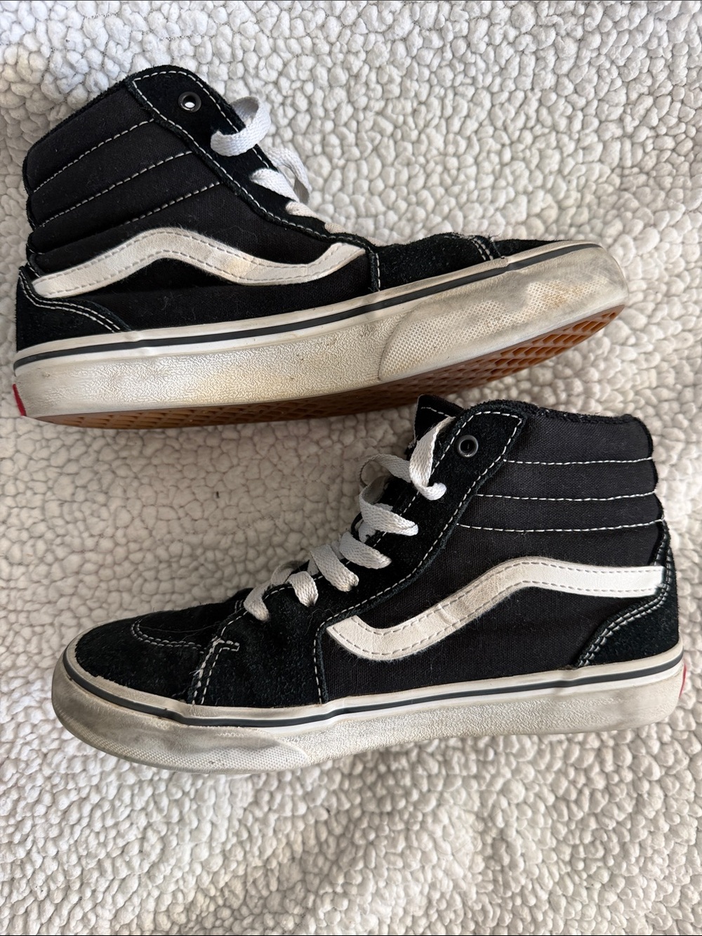 Vans Kids size 3 High-Top Sneakers - Black & White